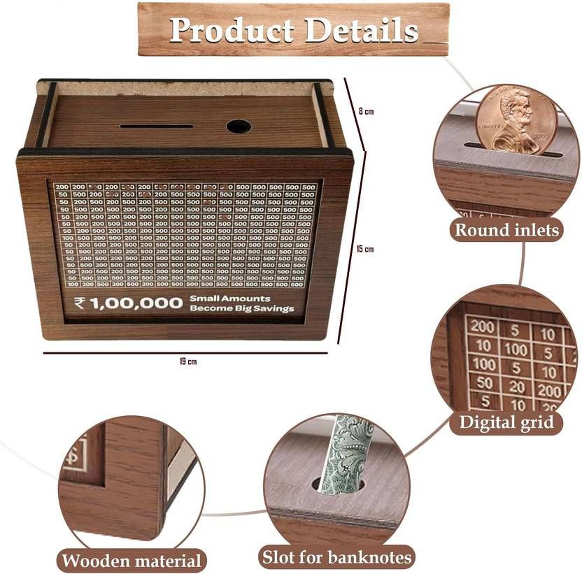 Buy Wooden Money Bank Online | Premium Wooden Savings Box for Kids & Adults